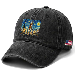 Lunar Mission Astronaut Starry Night Washed Cotton Baseball Cap Space Lover Gift TS12 Print Your Wear