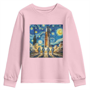 Lunar Mission Astronaut Starry Night Youth Sweatshirt Space Lover Gift TS12 Light Pink Print Your Wear