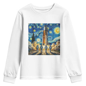 Lunar Mission Astronaut Starry Night Youth Sweatshirt Space Lover Gift TS12 White Print Your Wear
