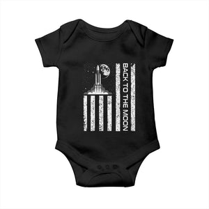 Patriotic American Pride Astronaut Lunar Mission Baby Onesie Back To The Moon TS12 Black Print Your Wear