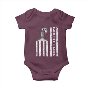 Patriotic American Pride Astronaut Lunar Mission Baby Onesie Back To The Moon TS12 Maroon Print Your Wear