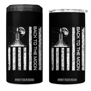 Patriotic American Pride Astronaut Lunar Mission 4 in 1 Can Cooler Tumbler Back To The Moon TS12 One Size: 16 oz Black Print Your Wear