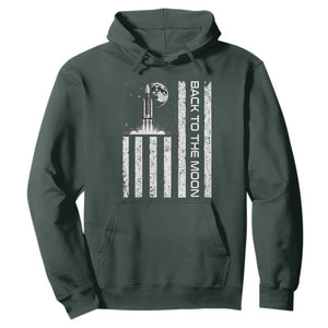 Patriotic American Pride Astronaut Lunar Mission Hoodie Back To The Moon TS12 Dark Forest Green Print Your Wear