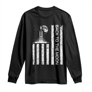 Patriotic American Pride Astronaut Lunar Mission Long Sleeve Shirt Back To The Moon TS12 Black Print Your Wear