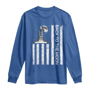 Patriotic American Pride Astronaut Lunar Mission Long Sleeve Shirt Back To The Moon TS12 Royal Blue Print Your Wear