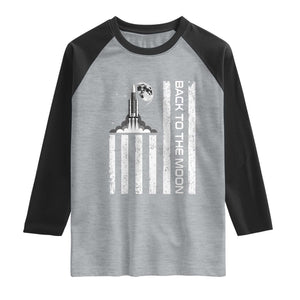 Patriotic American Pride Astronaut Lunar Mission Raglan Shirt Back To The Moon TS12 Heather Gray Black Print Your Wear
