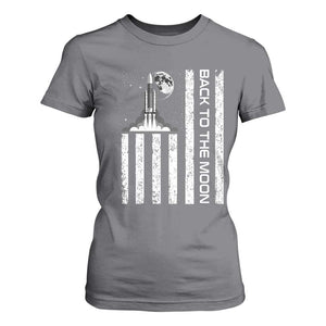 Patriotic American Pride Astronaut Lunar Mission T Shirt For Women Back To The Moon TS12 Charcoal Print Your Wear