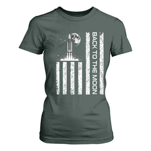Patriotic American Pride Astronaut Lunar Mission T Shirt For Women Back To The Moon TS12 Dark Forest Green Print Your Wear