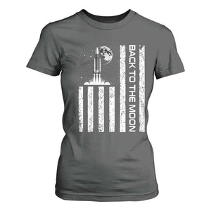 Patriotic American Pride Astronaut Lunar Mission T Shirt For Women Back To The Moon TS12 Dark Heather Print Your Wear