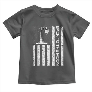 Patriotic American Pride Astronaut Lunar Mission Toddler T Shirt Back To The Moon TS12 Dark Heather Print Your Wear
