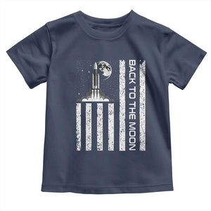 Patriotic American Pride Astronaut Lunar Mission Toddler T Shirt Back To The Moon TS12 Navy Print Your Wear