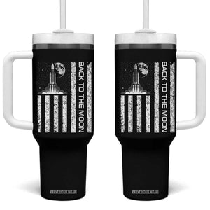 Patriotic American Pride Astronaut Lunar Mission Tumbler With Handle Back To The Moon TS12 One Size: 40 oz Black Print Your Wear