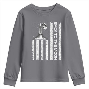 Patriotic American Pride Astronaut Lunar Mission Youth Sweatshirt Back To The Moon TS12 Charcoal Print Your Wear