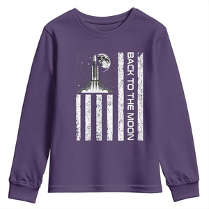 Patriotic American Pride Astronaut Lunar Mission Youth Sweatshirt Back To The Moon TS12 Purple Print Your Wear