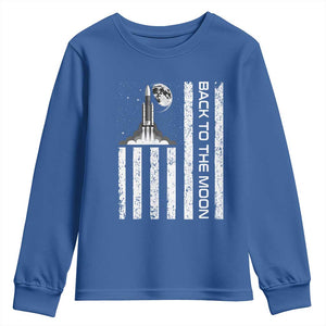Patriotic American Pride Astronaut Lunar Mission Youth Sweatshirt Back To The Moon TS12 Royal Blue Print Your Wear