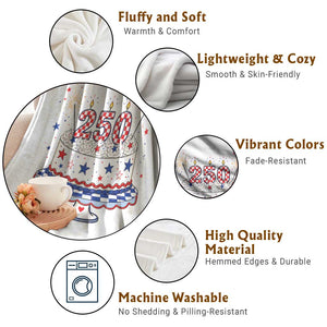 USA 250th Anniversary Birthday Cake Party Gift Throw Blanket