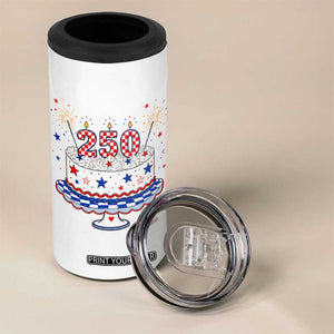 USA 250th Anniversary Birthday Cake Party Gift 4 in 1 Can Cooler Tumbler