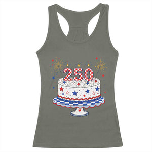 USA 250th Anniversary Birthday Cake Party Gift Racerback Tank Top