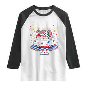 USA 250th Anniversary Birthday Cake Party Gift Raglan Shirt