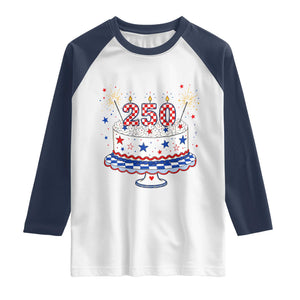 USA 250th Anniversary Birthday Cake Party Gift Raglan Shirt