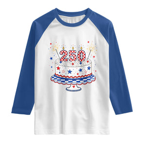 USA 250th Anniversary Birthday Cake Party Gift Raglan Shirt