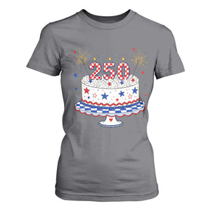 USA 250th Anniversary Birthday Cake Party Gift T Shirt For Women