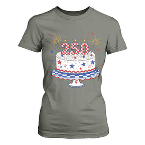 USA 250th Anniversary Birthday Cake Party Gift T Shirt For Women