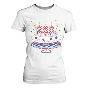 USA 250th Anniversary Birthday Cake Party Gift T Shirt For Women