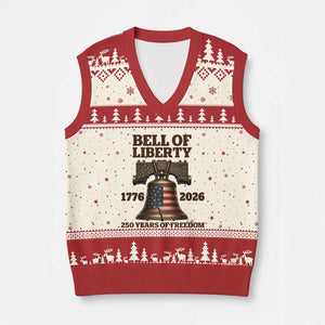 Liberty Bell 250th Anniversary V-Neck Knit Sweater Vest American Pride Gift TS12 Beige Red Print Your Wear