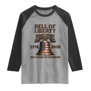 Liberty Bell 250th Anniversary Raglan Shirt American Pride Gift TS12 XS Sport Gray Black Print Your Wear