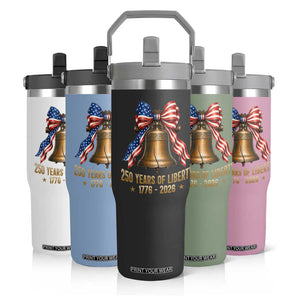 250 Years Of Liberty Flip Straw Tumbler American Heritage Bell Graphic