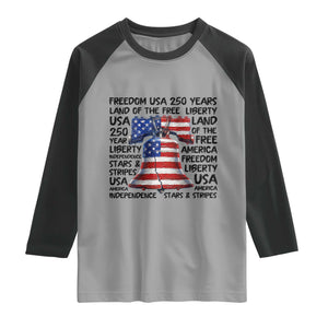 250 Years Of Freedom Raglan Shirt Red White Blue Liberty Bell