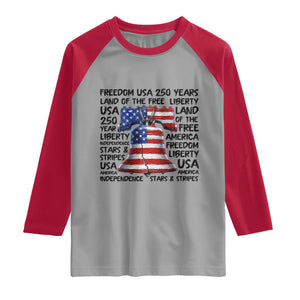 250 Years Of Freedom Raglan Shirt Red White Blue Liberty Bell