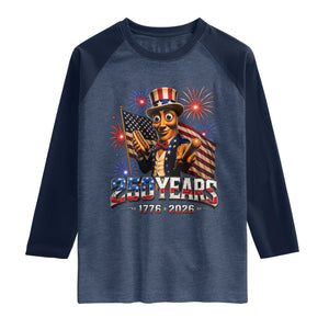 USA 250th Anniversary Tung Tung Sahur Raglan Shirt Funny American Anniversary Celebration TS12 Heather Denim Navy Print Your Wear