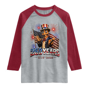 USA 250th Anniversary Tung Tung Sahur Raglan Shirt Funny American Anniversary Celebration TS12 Heather Gray Heather Red Print Your Wear