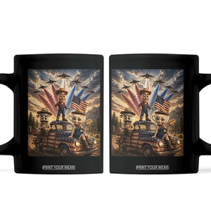 Patriotic Italian Brainrot Farmer Meme Coffee Mug Funny USA Freedom Jet Fighter Graphic