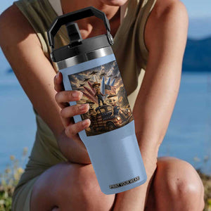 Patriotic Italian Brainrot Farmer Meme Flip Straw Tumbler Funny USA Freedom Jet Fighter Graphic