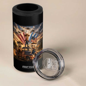 Patriotic Italian Brainrot Farmer Meme 4 in 1 Can Cooler Tumbler Funny USA Freedom Jet Fighter Graphic