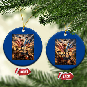 Patriotic Italian Brainrot Farmer Meme Ceramic Ornament Funny USA Freedom Jet Fighter Graphic