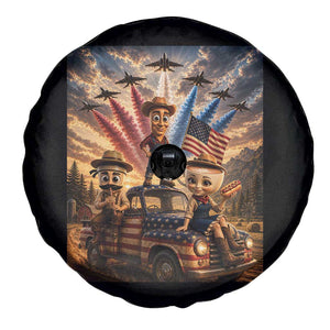 Patriotic Italian Brainrot Farmer Meme Spare Tire Cover Funny USA Freedom Jet Fighter Graphic