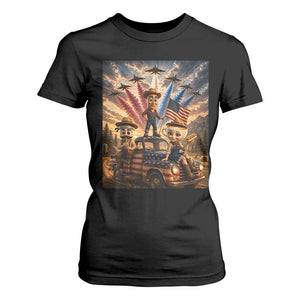 Patriotic Italian Brainrot Farmer Meme T Shirt For Women Funny USA Freedom Jet Fighter Graphic