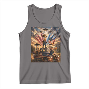 Patriotic Italian Brainrot Farmer Meme Tank Top Funny USA Freedom Jet Fighter Graphic