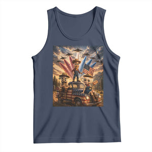 Patriotic Italian Brainrot Farmer Meme Tank Top Funny USA Freedom Jet Fighter Graphic