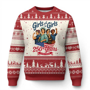USA 250th Anniversary Feminist Ugly Christmas Sweater Girls Will Be Girls
