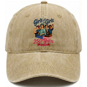 USA 250th Anniversary Feminist Washed Cotton Baseball Cap Girls Will Be Girls