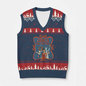 Red White Blue Feminist Pride V-Neck Knit Sweater Vest Girls Will Be Girls