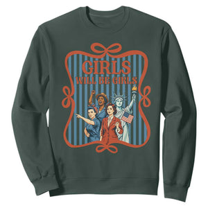 Red White Blue Feminist Pride Sweatshirt Girls Will Be Girls