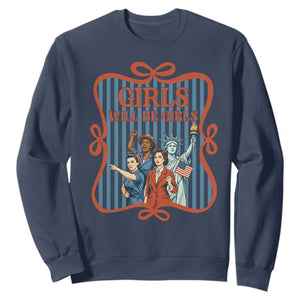 Red White Blue Feminist Pride Sweatshirt Girls Will Be Girls