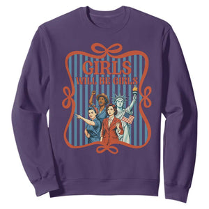 Red White Blue Feminist Pride Sweatshirt Girls Will Be Girls
