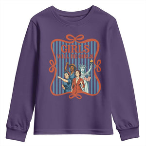 Red White Blue Feminist Pride Youth Sweatshirt Girls Will Be Girls